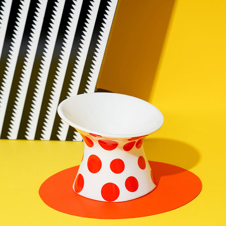 ZezeLife Polka Dot & Rhombus Elevated Cat Bowls, view 5