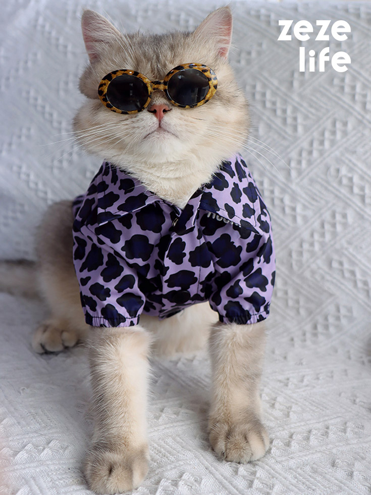 ZezeLife Purple Leopard Print Cat Clothes, view 2