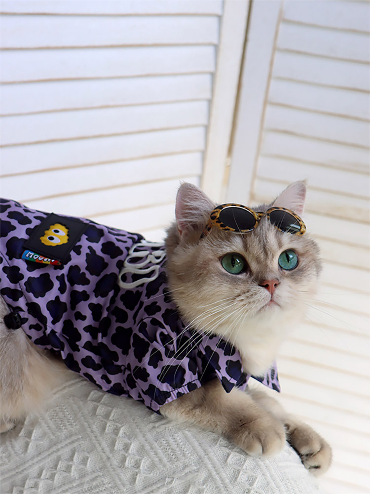 ZezeLife Purple Leopard Print Cat Clothes, view 3