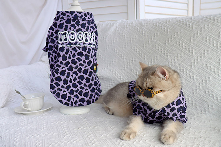 ZezeLife Purple Leopard Print Cat Clothes, view 4