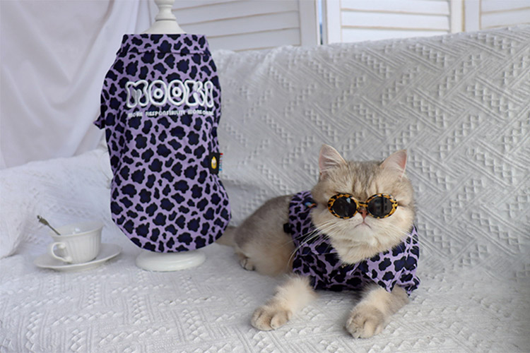 ZezeLife Purple Leopard Print Cat Clothes, view 5