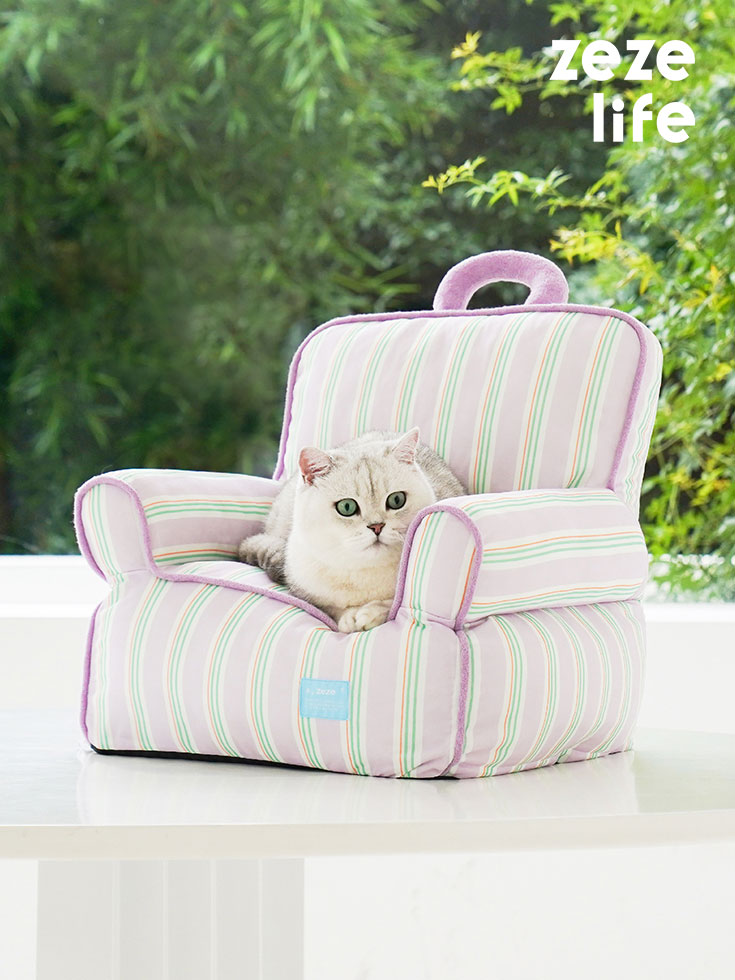 ZezeLife Purple Striped Cooling Cat Sofa