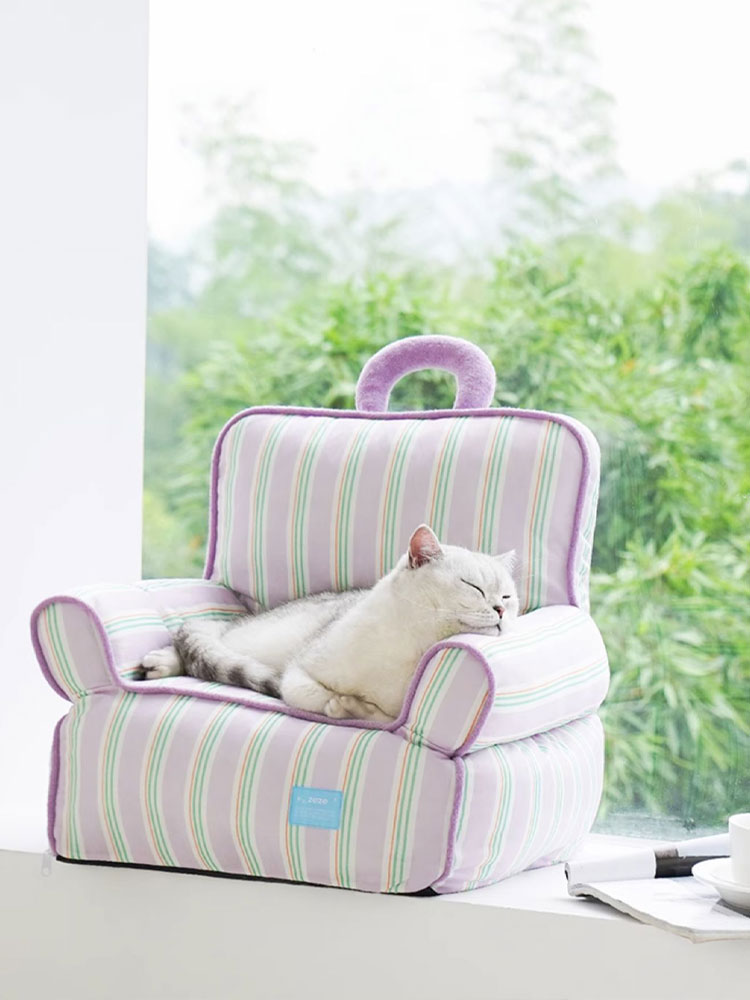 ZezeLife Purple Striped Cooling Cat Sofa, view 3
