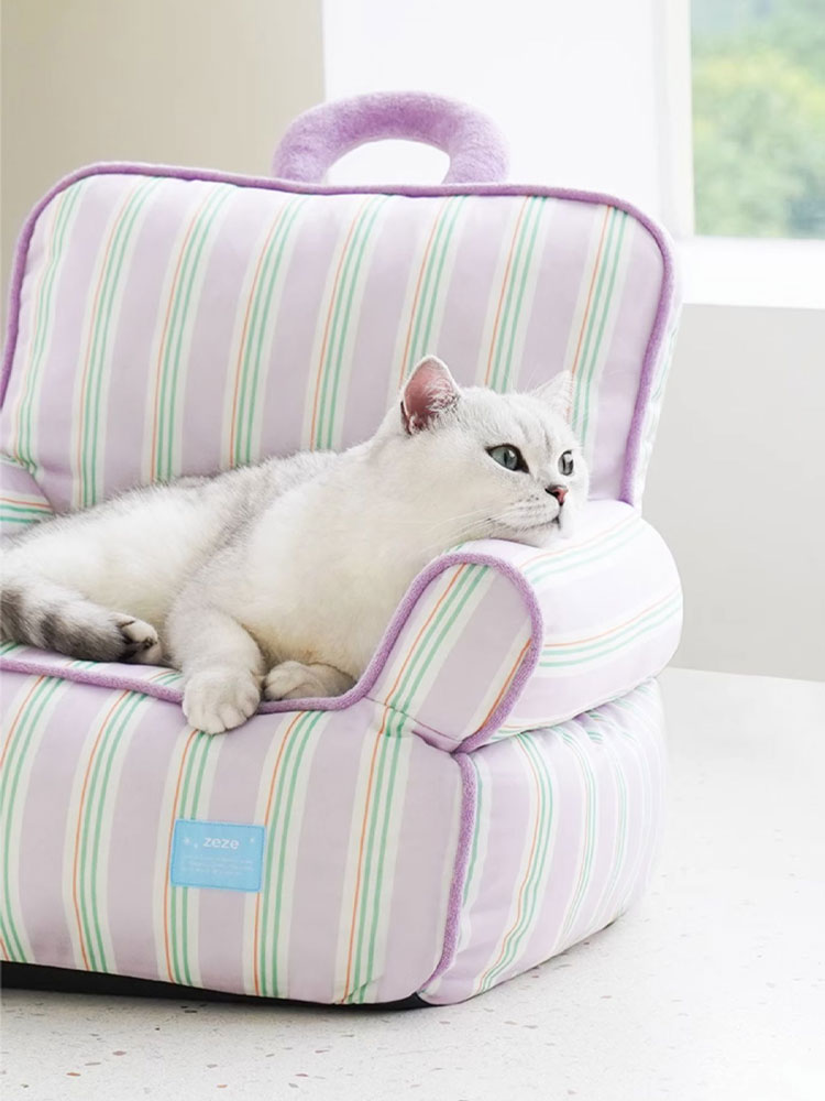 ZezeLife Purple Striped Cooling Cat Sofa, view 5
