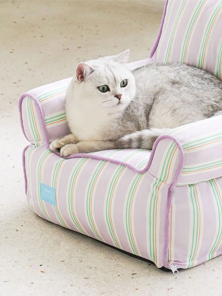 ZezeLife Purple Striped Cooling Cat Sofa, view 6