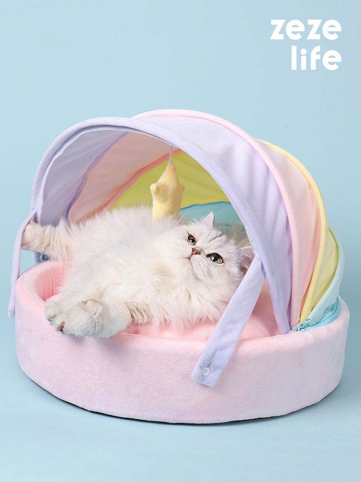 ZezeLife Rainbow Crib Cat Bed