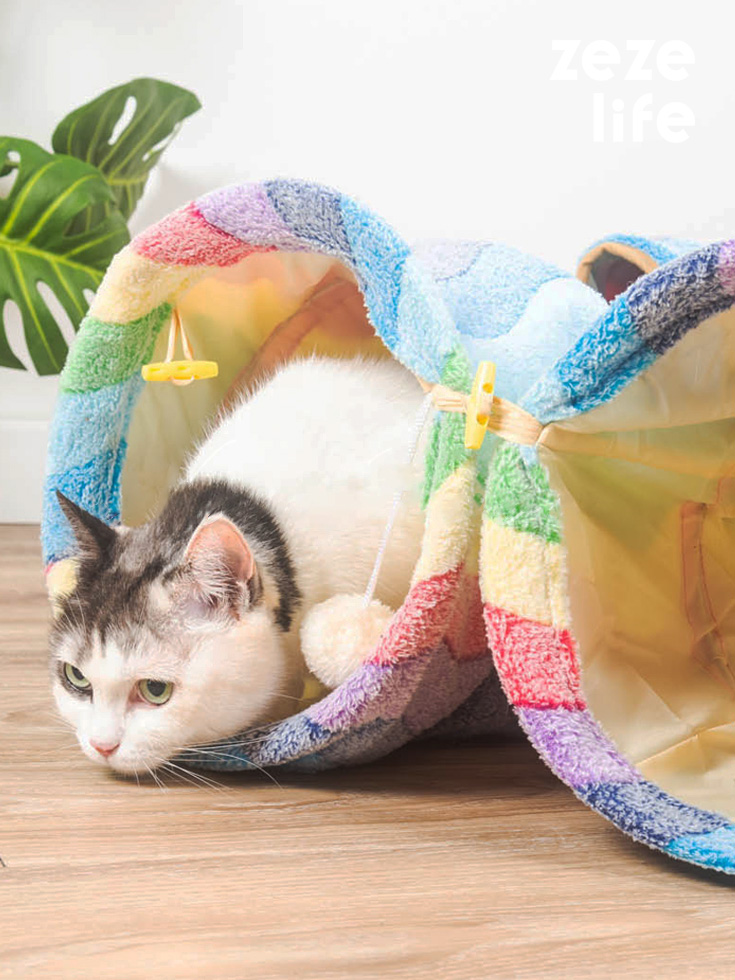ZezeLife Rainbow Stripes Cat Tunnel, view 2