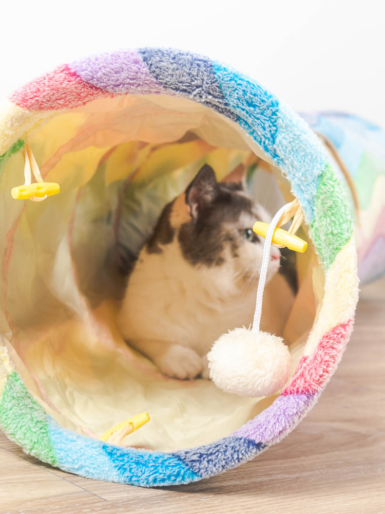 ZezeLife Rainbow Stripes Cat Tunnel, view 3