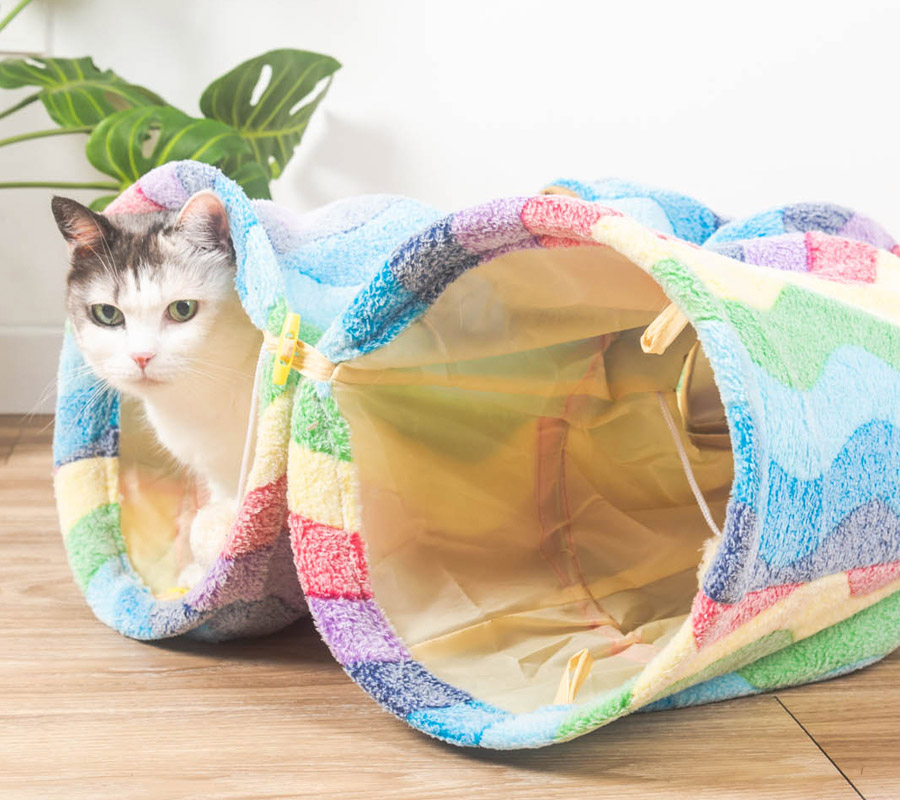 ZezeLife Rainbow Stripes Cat Tunnel, view 5
