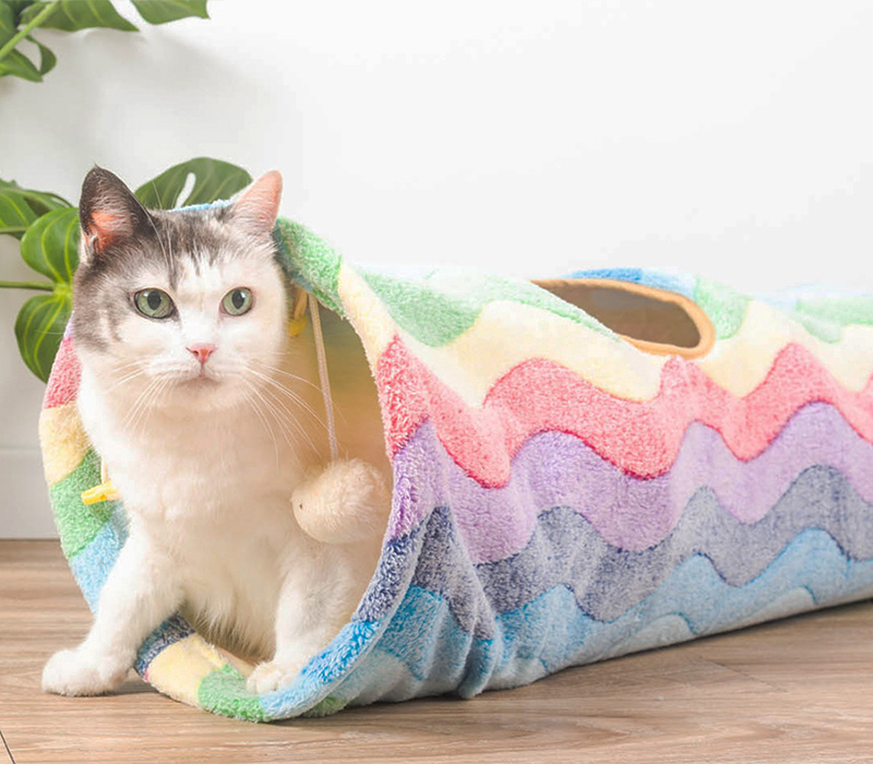 ZezeLife Rainbow Stripes Cat Tunnel, view 6