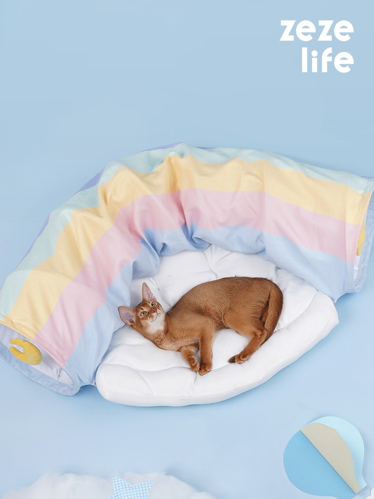 ZezeLife Rainbow Cat Tunnel Bed, view 2