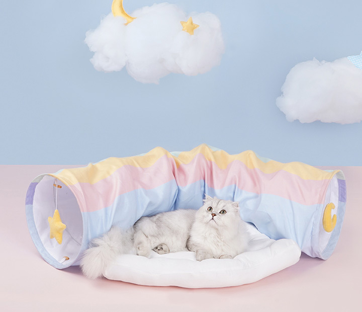 ZezeLife Rainbow Cat Tunnel Bed, view 4