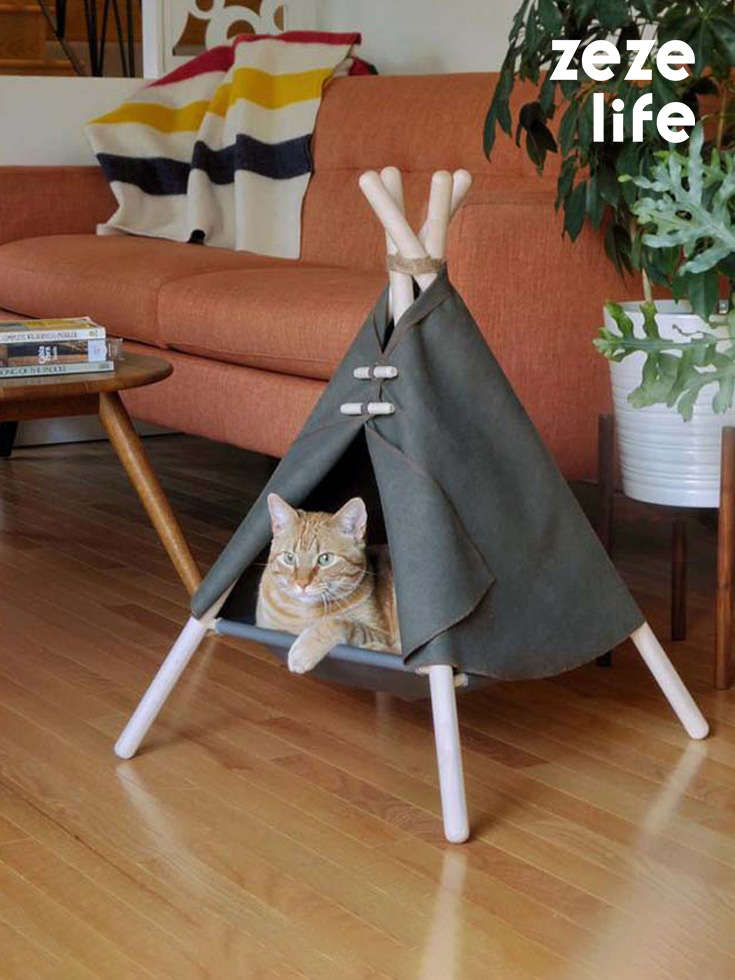ZezeLife Retro Style Cat Teepee Bed, view 2