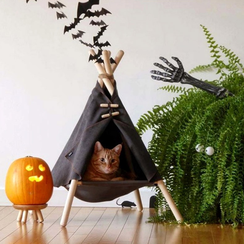 ZezeLife Retro Style Cat Teepee Bed, view 4