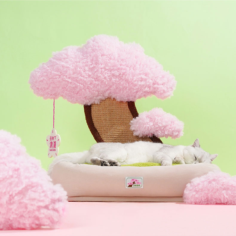 ZezeLife Sakura Pink Cat Bed, view 4