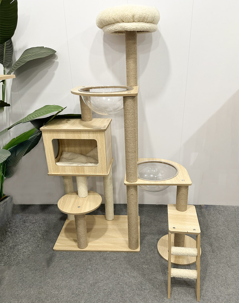 ZezeLife Space Capsule Nest Wood Cat Tree, view 3
