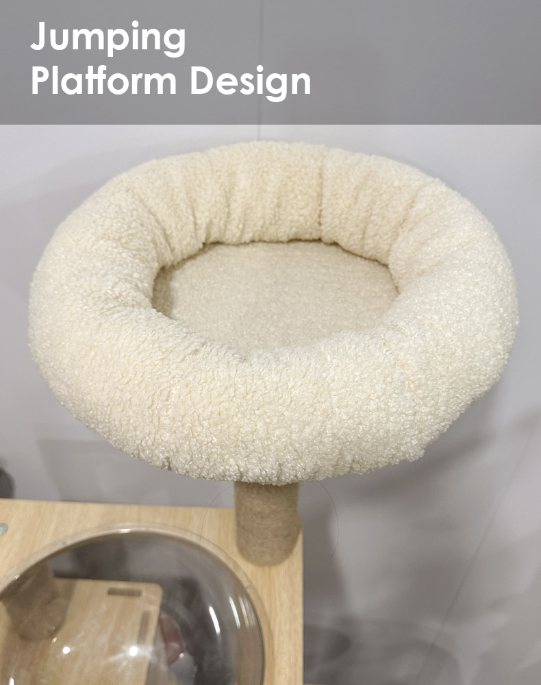 ZezeLife Space Capsule Nest Wood Cat Tree, view 4