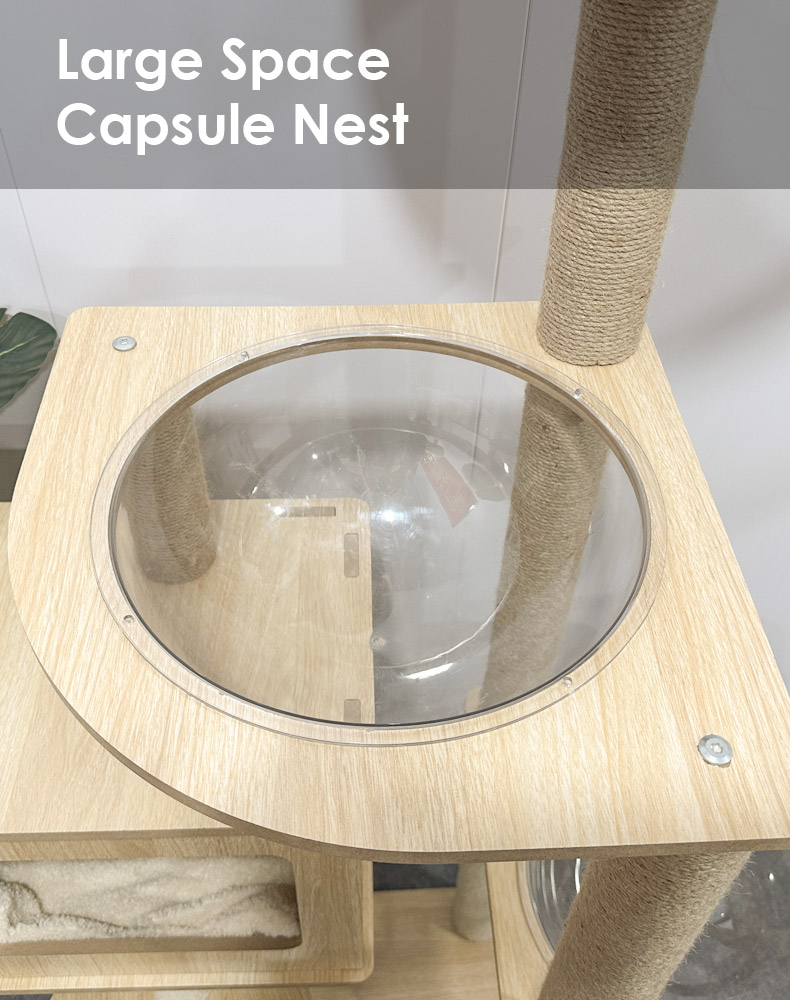 ZezeLife Space Capsule Nest Wood Cat Tree, view 5