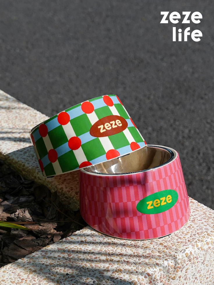 ZezeLife Stainless Steel Slanted Pet Bowl, view 3