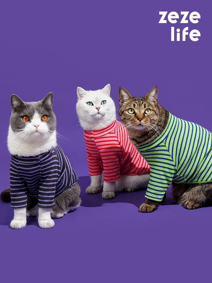 ZezeLife Striped Shirt Cat Clothes