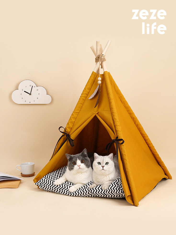ZezeLife Sunset Cat Teepee Bed
