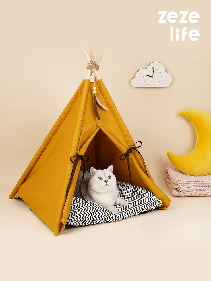 ZezeLife Sunset Cat Teepee Bed, view 2
