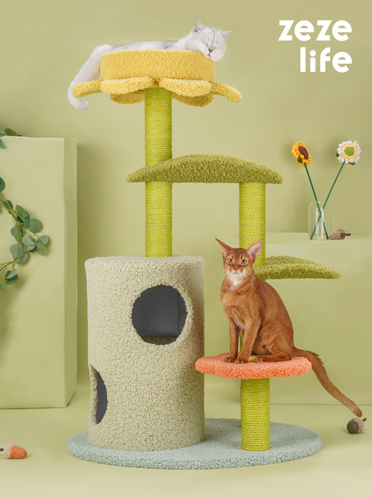 ZezeLife Leaf Petal Forest Cat Tree