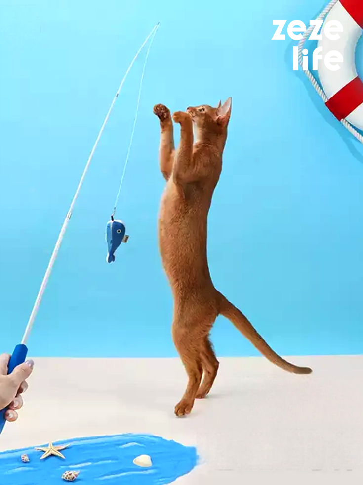 ZezeLife Telescopic Cat Teaser Toy with Catnip, view 3
