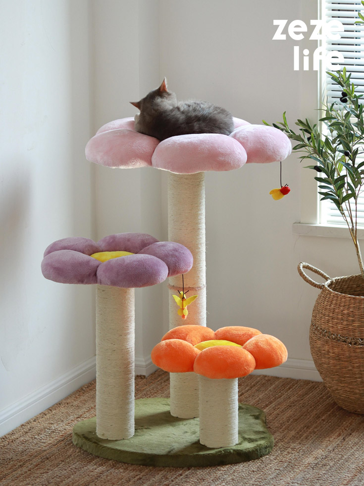 ZezeLife Three Tier Flower Cat Tree