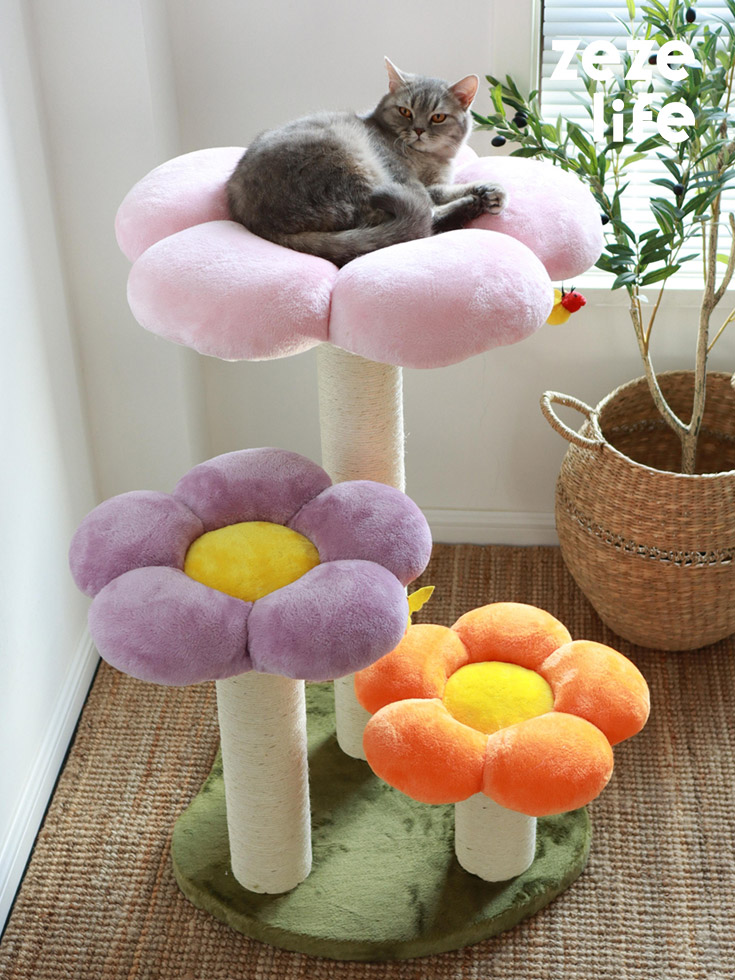 ZezeLife Three Tier Flower Cat Tree, view 2