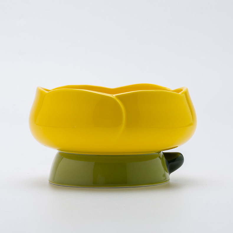 ZezeLife Tulip Ceramic Elevated Cat Bowls, view 3