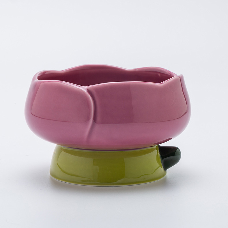 ZezeLife Tulip Ceramic Elevated Cat Bowls, view 4