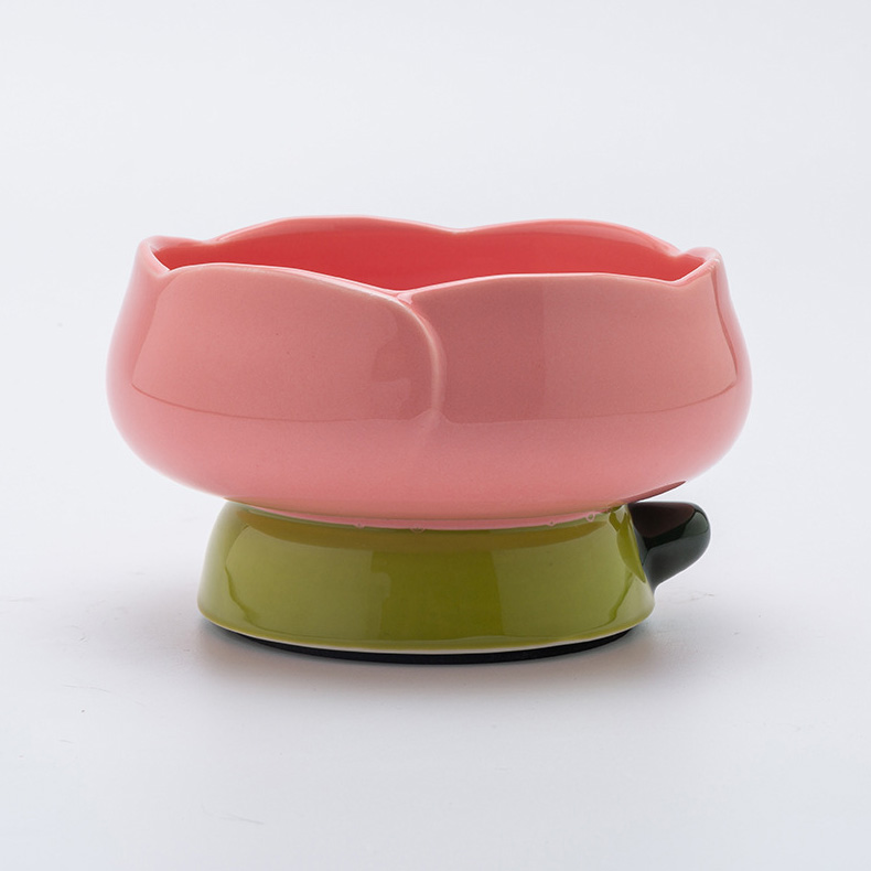 ZezeLife Tulip Ceramic Elevated Cat Bowls, view 5