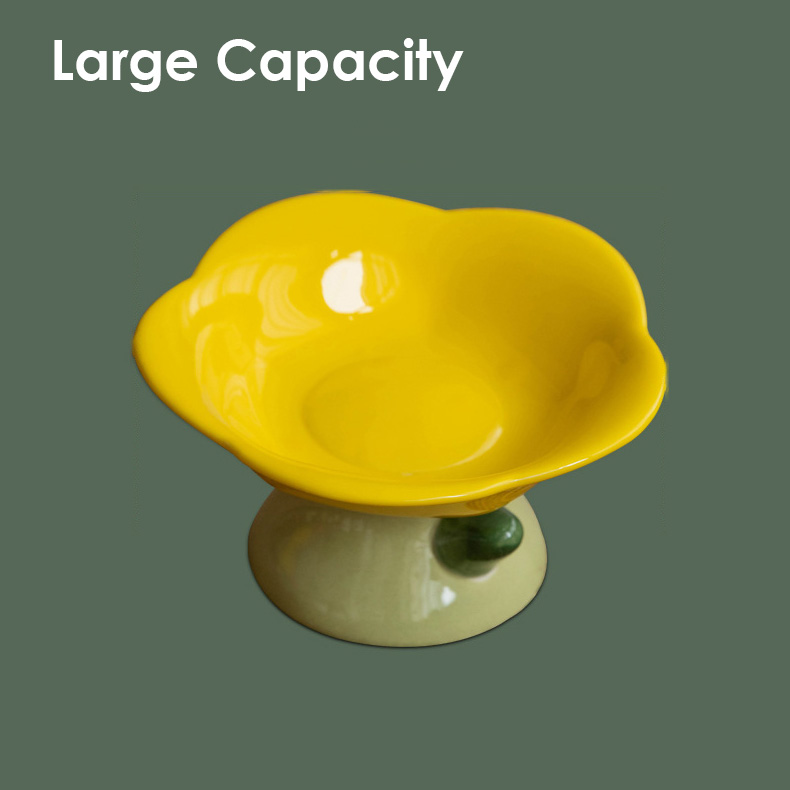 ZezeLife Tulip Ceramic Elevated Cat Bowls, view 6