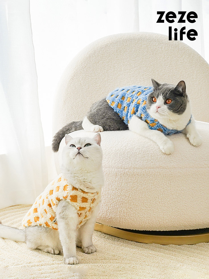 ZezeLife Waffle lattice Cat Clothes, view 2