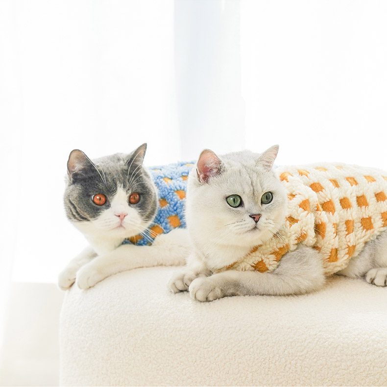 ZezeLife Waffle lattice Cat Clothes, view 6