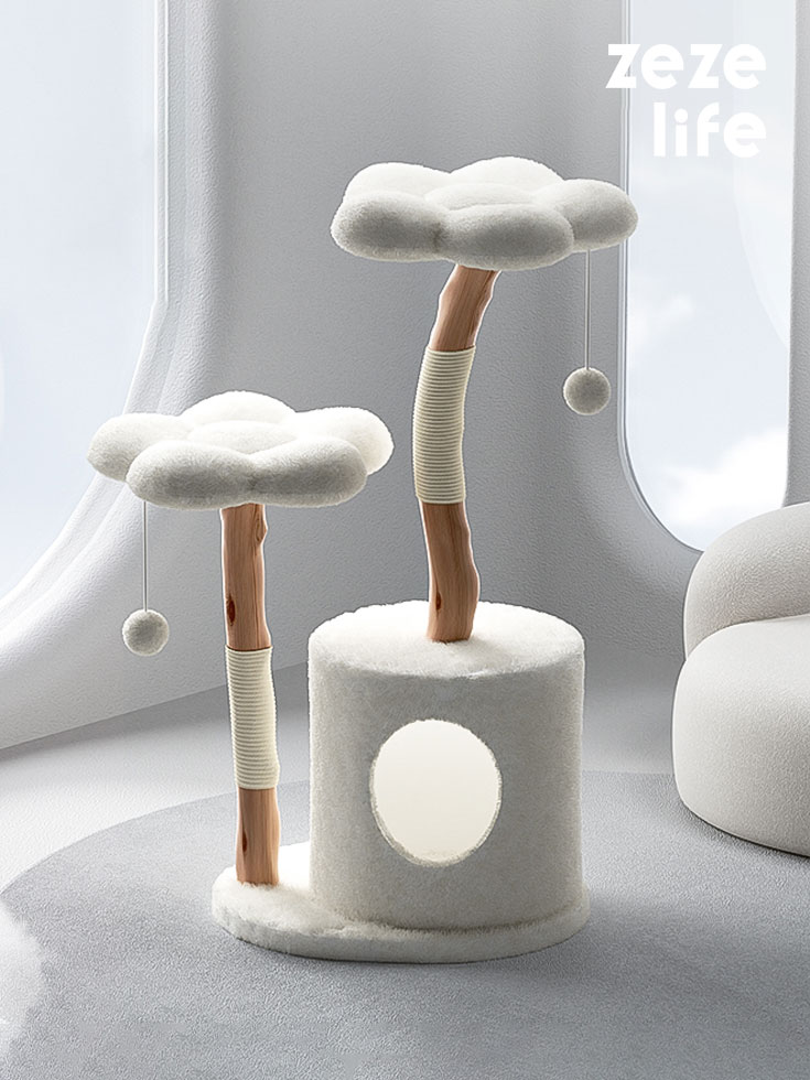 ZezeLife White Cloud Modern Cat Tree