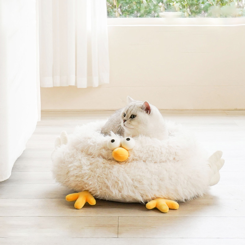 ZezeLife White Chick Cluck Cat Bed, view 6