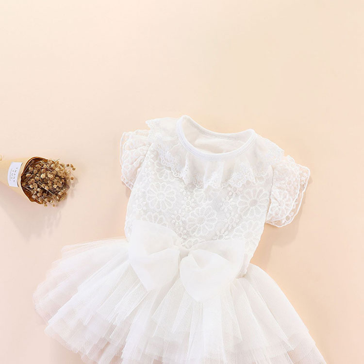ZezeLife White Embroidered Princess-style Wedding Cat Dress, view 5