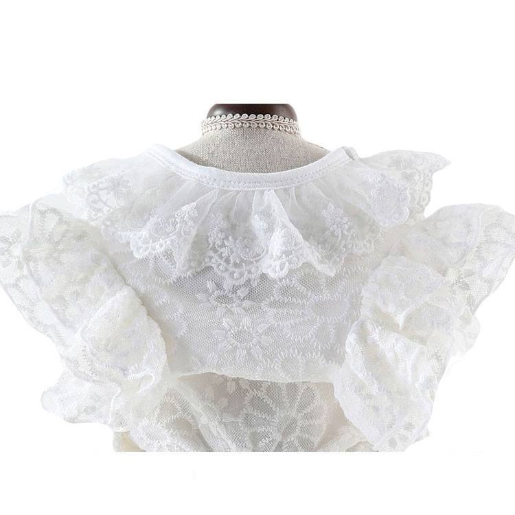 ZezeLife White Embroidered Princess-style Wedding Cat Dress, view 6