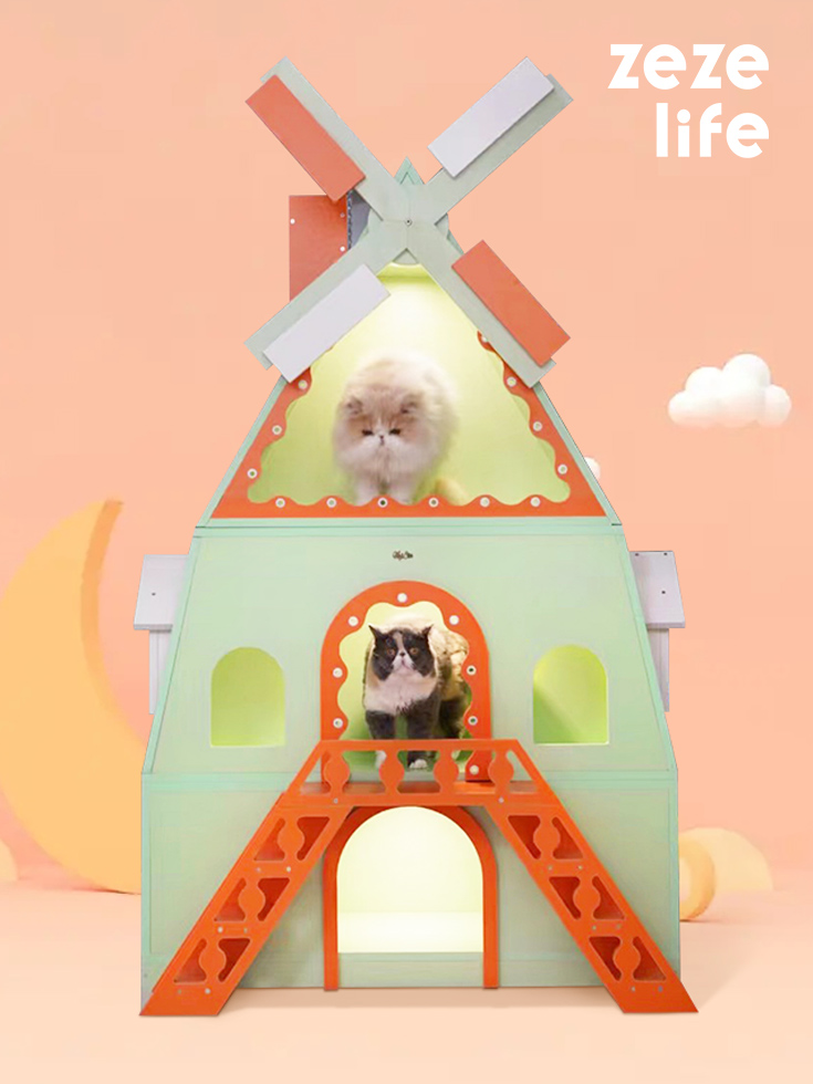 ZezeLife Windmill Cat House