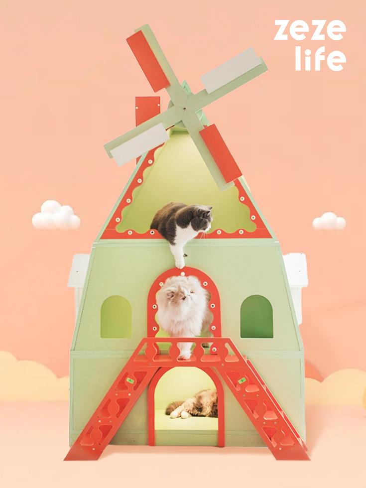 ZezeLife Windmill Cat House, view 2