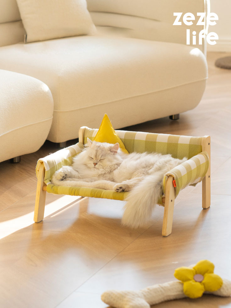 ZezeLife Wooden Checkered Cat Armchair, view 2