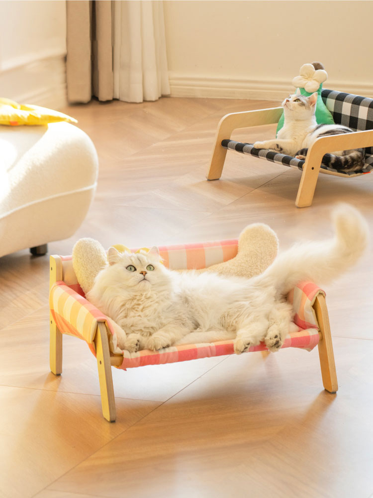 ZezeLife Wooden Checkered Cat Armchair, view 3