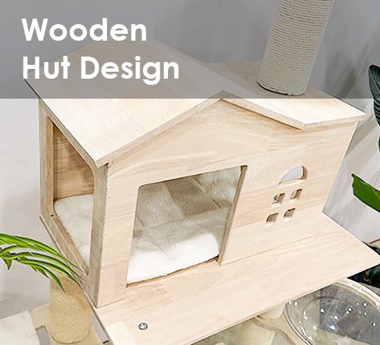 ZezeLife Wooden House Solid Wood Cat Tree, view 4