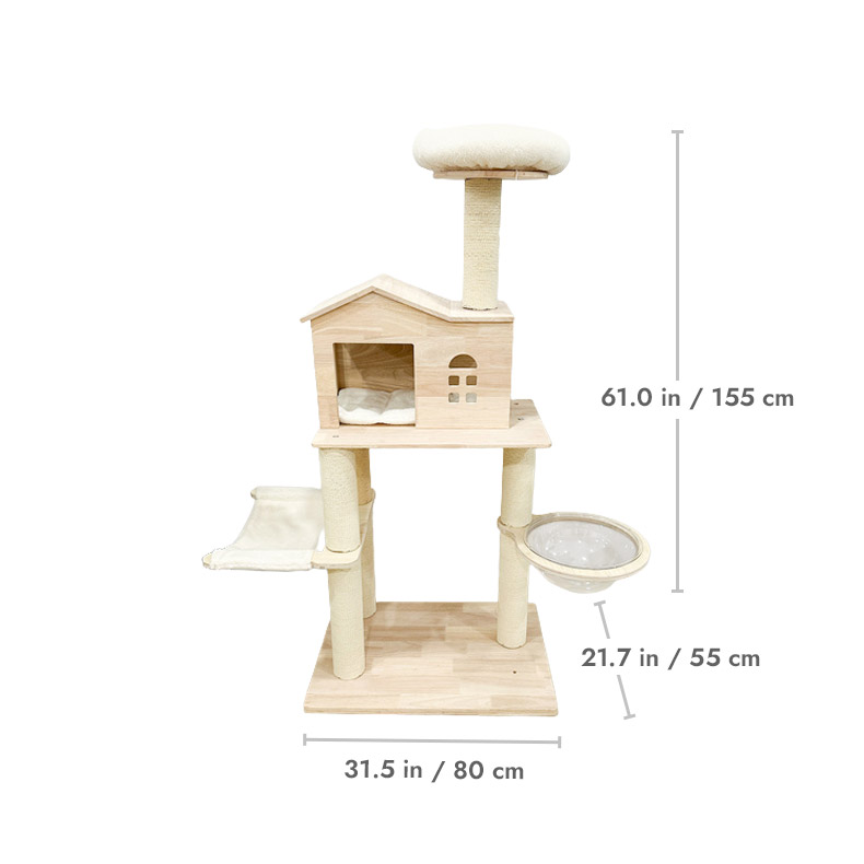 ZezeLife Wooden House Solid Wood Cat Tree, view 6