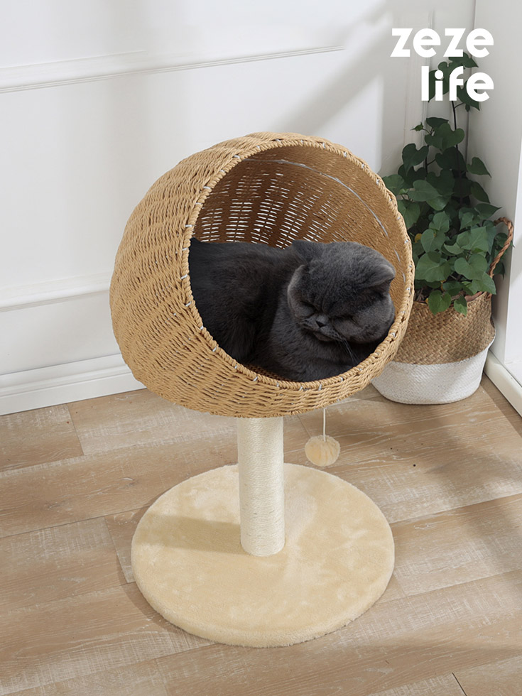 ZezeLife Woven Rattan Cat Tree