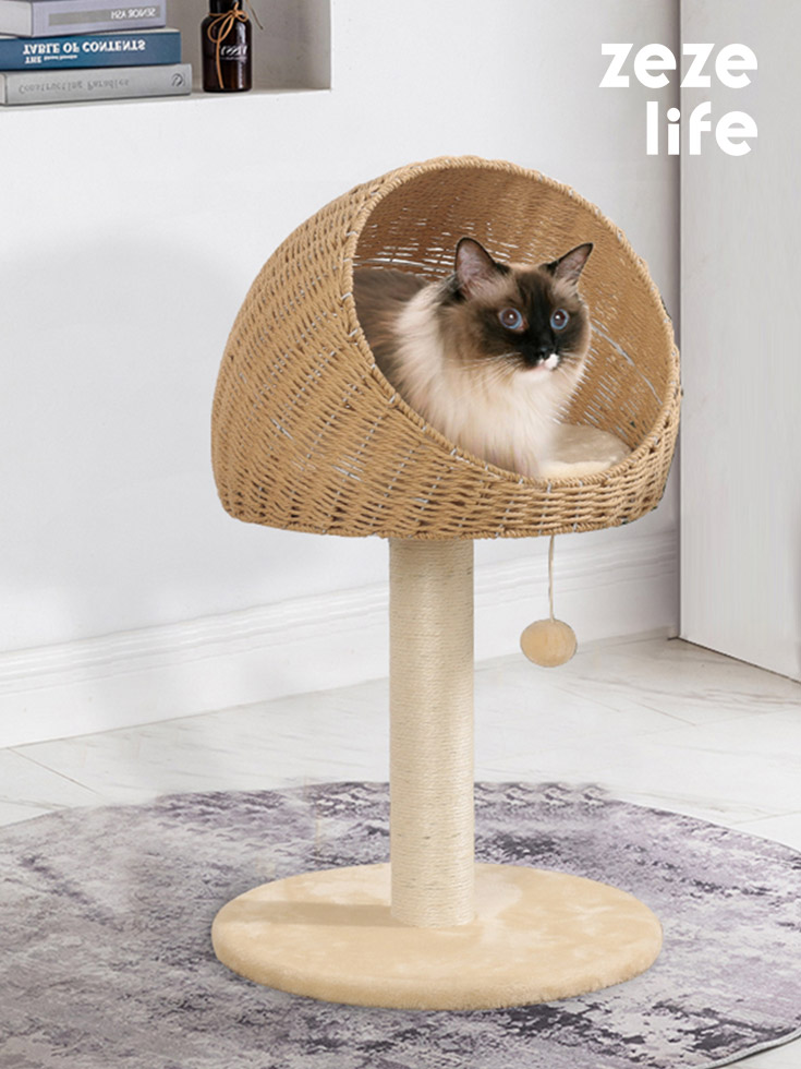 ZezeLife Woven Rattan Cat Tree, view 2
