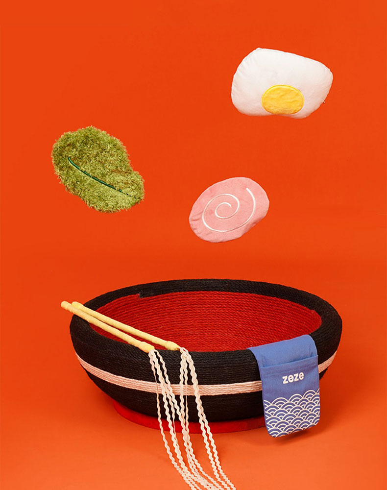 ZezeLife Yummy Ramen Cat Scratcher Bed, view 3