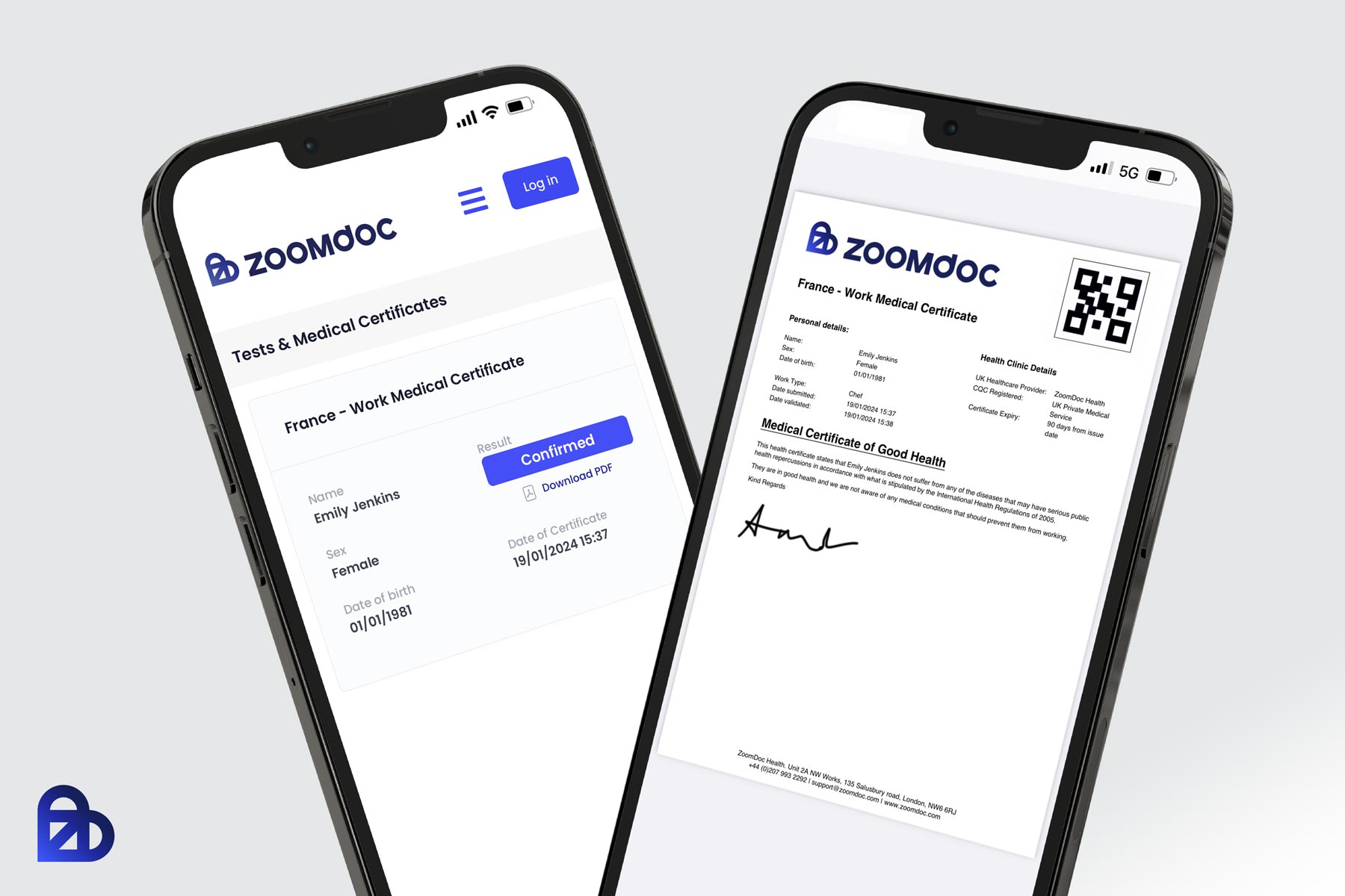 ZoomDoc Health France – Work Medical Certificate, view 2